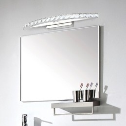 Lampe miroir en acier inoxydable et cristal