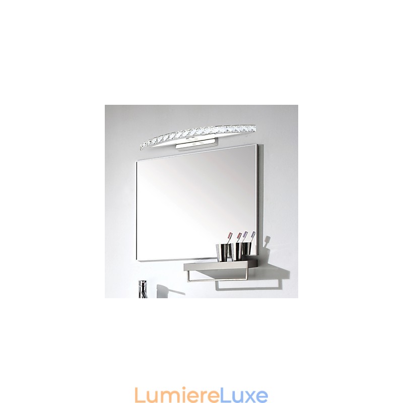 Lampe miroir en acier inoxydable et cristal