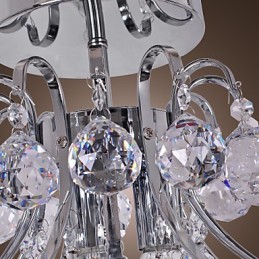 Lustre moderne contemporain en cristal de style mini en métal galvanisé à montage encastré
