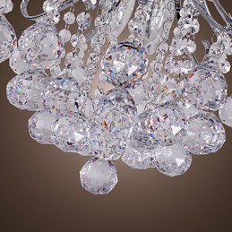 Lustre moderne contemporain en cristal de style mini en métal galvanisé à montage encastré