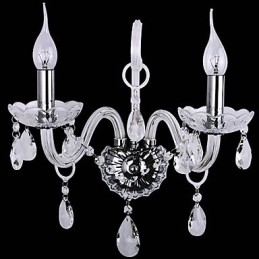 Appliques murales modernes en cristal avec 2 lumières en forme de bougie