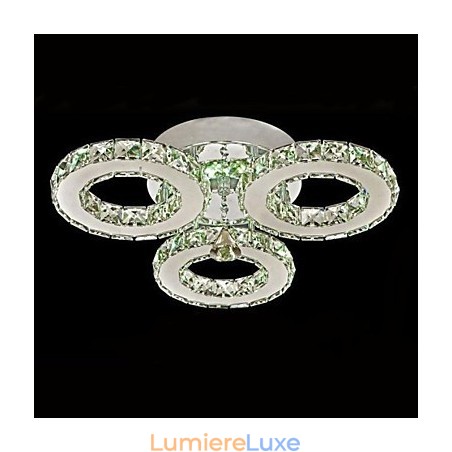 Plafonnier en cristal à 3 lumières, moderne, transparent, galvanoplastie, acier inoxydable Plafonnier en cristal à 3 lumières, moderne, transparent, galvanoplastie, acier inoxydable