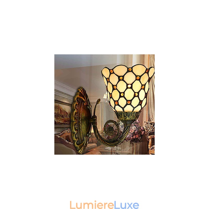 Applique murale créative en fer forgé, style méditerranéen européen et rural, luminaires en verre