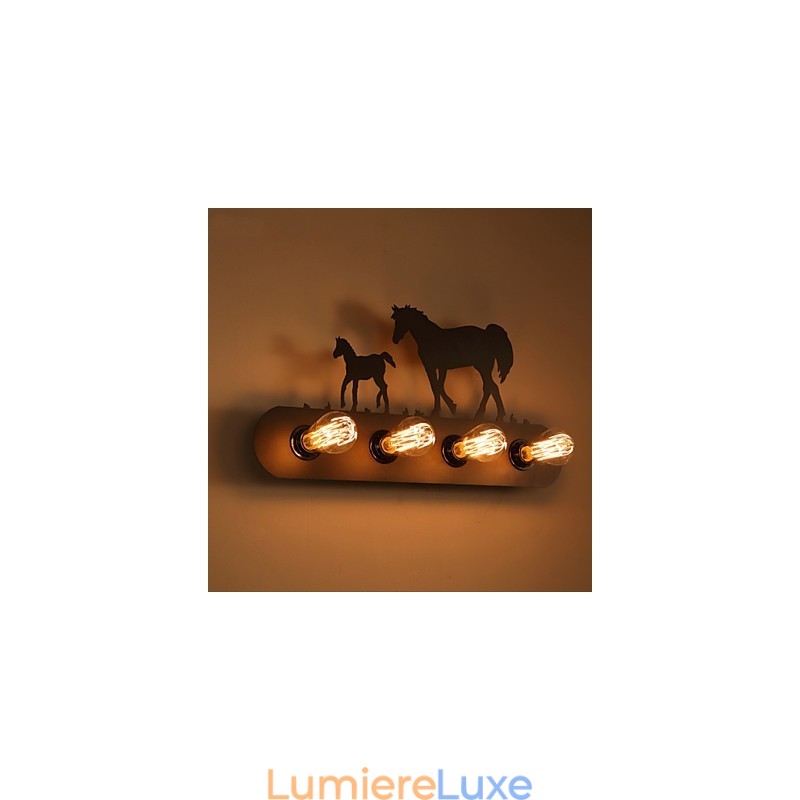Applique murale style loft pastoral américain pour chambre à coucher, allée, fer, style rétro, cheval sauvage, livraison gratuite