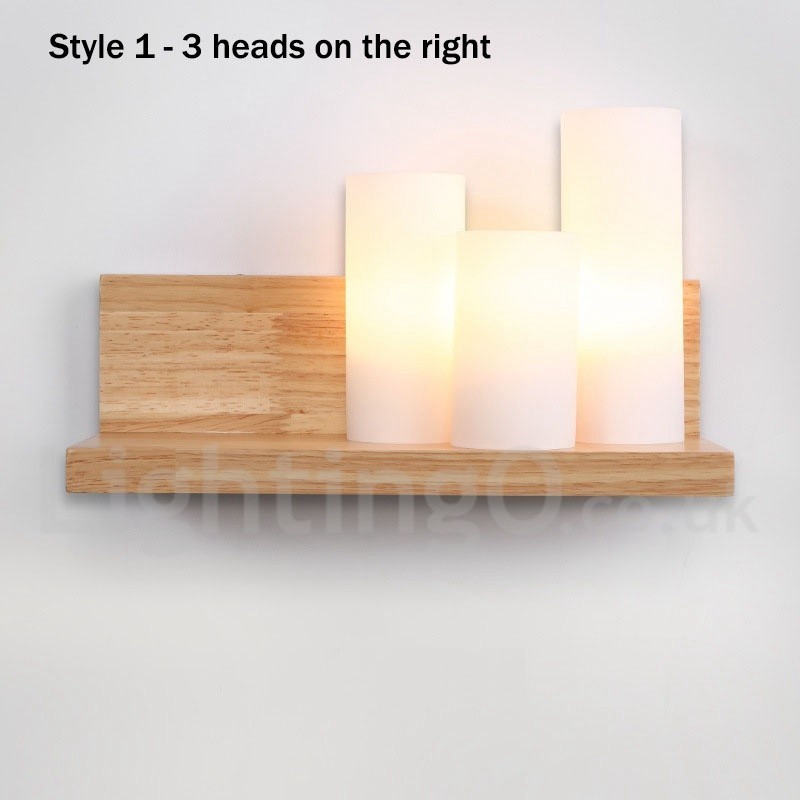 Appliques murales de style mini avec abat-jour en verre Applique murale moderne contemporaine en bois et bambou