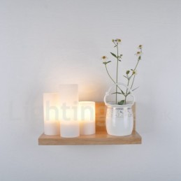 Appliques murales de style mini avec abat-jour en verre Applique murale moderne contemporaine en bois et bambou