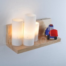 Appliques murales de style mini avec abat-jour en verre Applique murale moderne contemporaine en bois et bambou