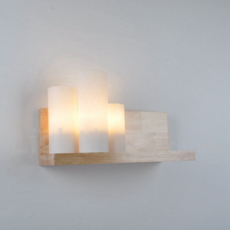 Appliques murales de style mini avec abat-jour en verre Applique murale moderne contemporaine en bois et bambou