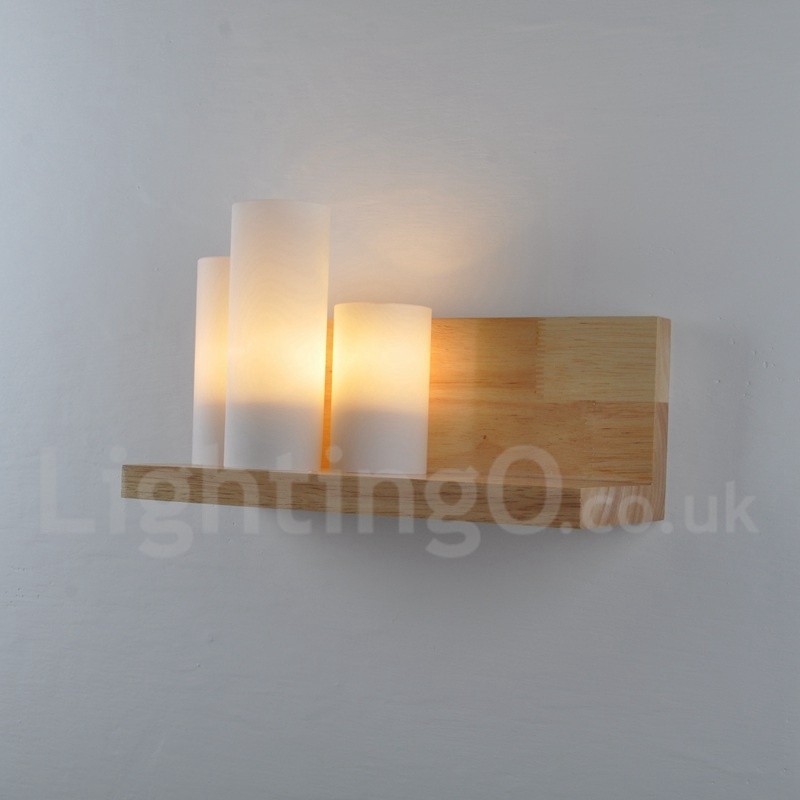 Appliques murales de style mini avec abat-jour en verre Applique murale moderne contemporaine en bois et bambou