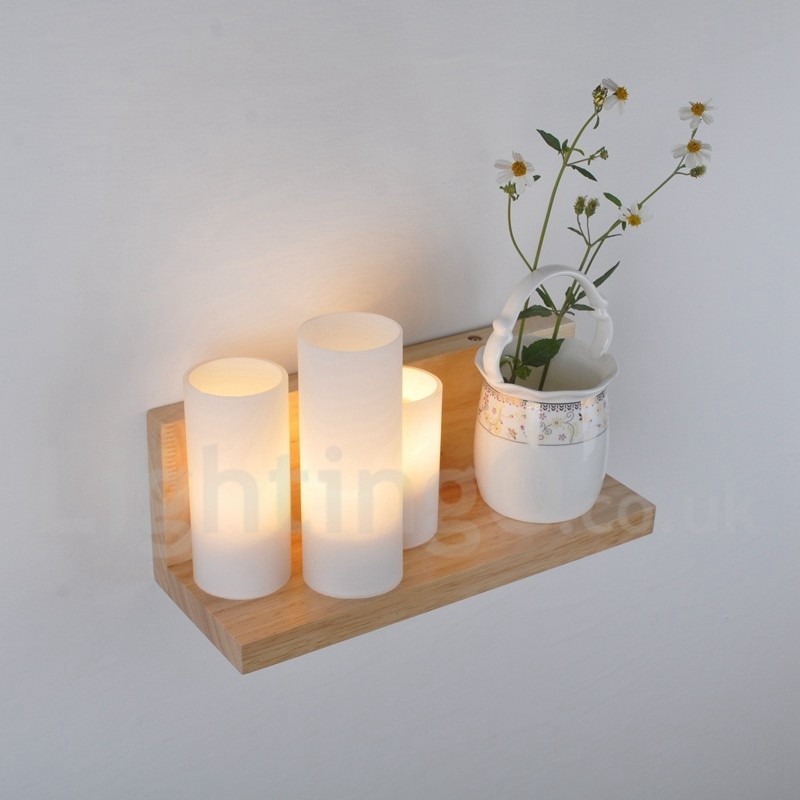 Appliques murales de style mini avec abat-jour en verre Applique murale moderne contemporaine en bois et bambou