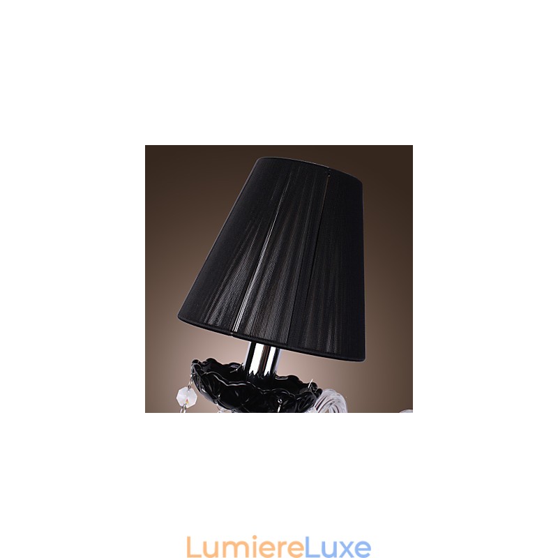 Applique murale en cristal à 2 lumières avec abat-jour en tissu