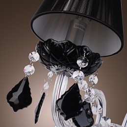 Applique murale en cristal à 2 lumières avec abat-jour en tissu