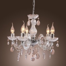 Plafonnier chromé Upligh, lampe bougie, luminaire acrylique, lustre suspendu