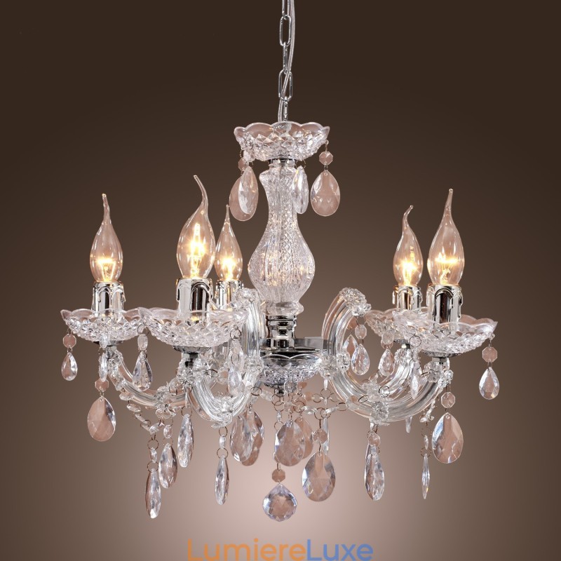 Plafonnier chromé Upligh, lampe bougie, luminaire acrylique, lustre suspendu