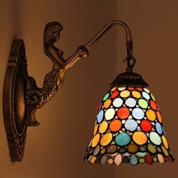 Applique murale créative en fer forgé de style rural européen, luminaires en verre