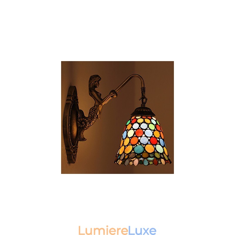 Applique murale créative en fer forgé de style rural européen, luminaires en verre