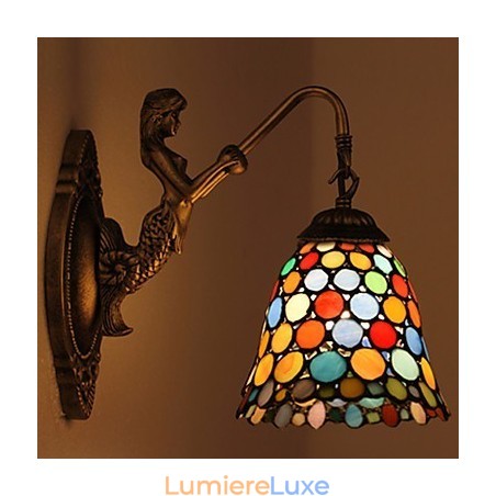 Applique murale créative en fer forgé de style rural européen, luminaires en verre Applique murale créative en fer forgé de style rural européen, luminaires en verre