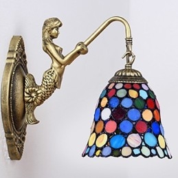 Applique murale créative en fer forgé de style rural européen, luminaires en verre
