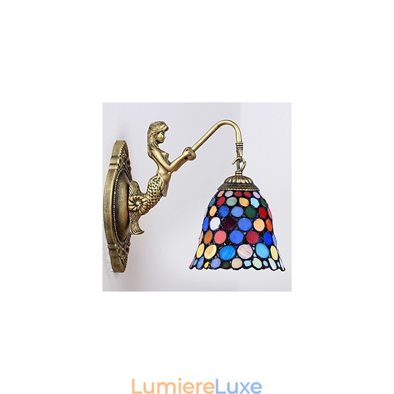 Applique murale créative en fer forgé de style rural européen, luminaires en verre