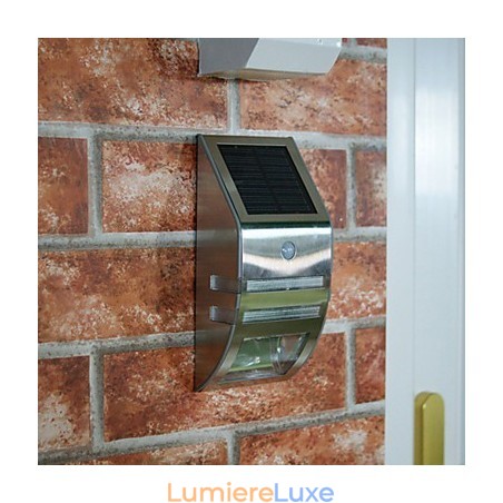 Applique murale solaire blanche avec détecteur de mouvement PIR Applique murale solaire blanche avec détecteur de mouvement PIR