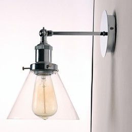 Applique Art Déco avec abat-jour conique en verre vers le bas