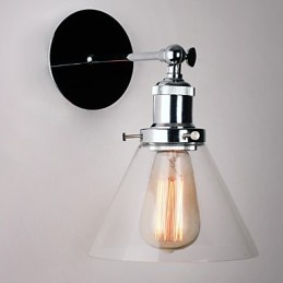 Applique Art Déco avec abat-jour conique en verre vers le bas