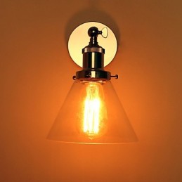 Applique Art Déco avec abat-jour conique en verre vers le bas