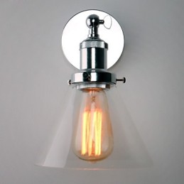 Applique Art Déco avec abat-jour conique en verre vers le bas
