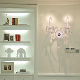 Applique murale en cristal avec 2 lumières dans une ampoule bougie