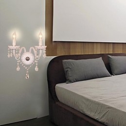 Applique murale en cristal avec 2 lumières dans une ampoule bougie