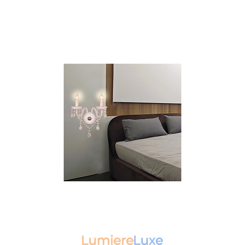 Applique murale en cristal avec 2 lumières dans une ampoule bougie