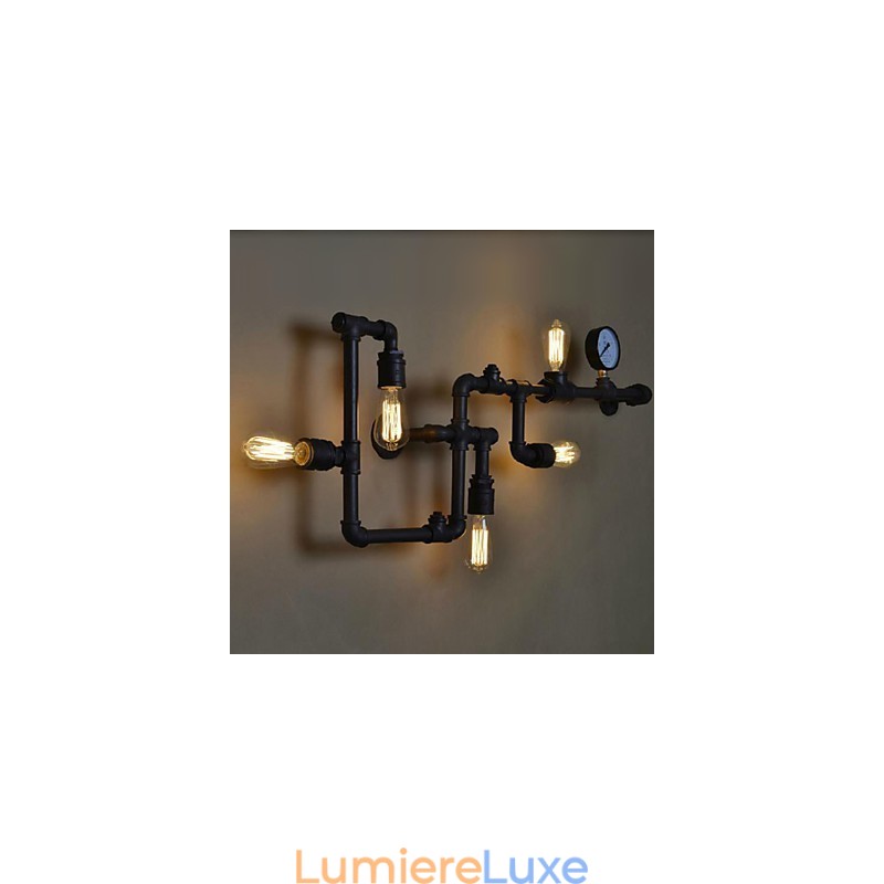 Appliques murales 5 lumières en forme de tuyau d'eau en fer style mini industriel style country métal