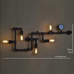 Appliques murales 5 lumières en forme de tuyau d'eau en fer style mini industriel style country métal