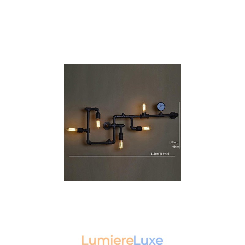 Appliques murales 5 lumières en forme de tuyau d'eau en fer style mini industriel style country métal