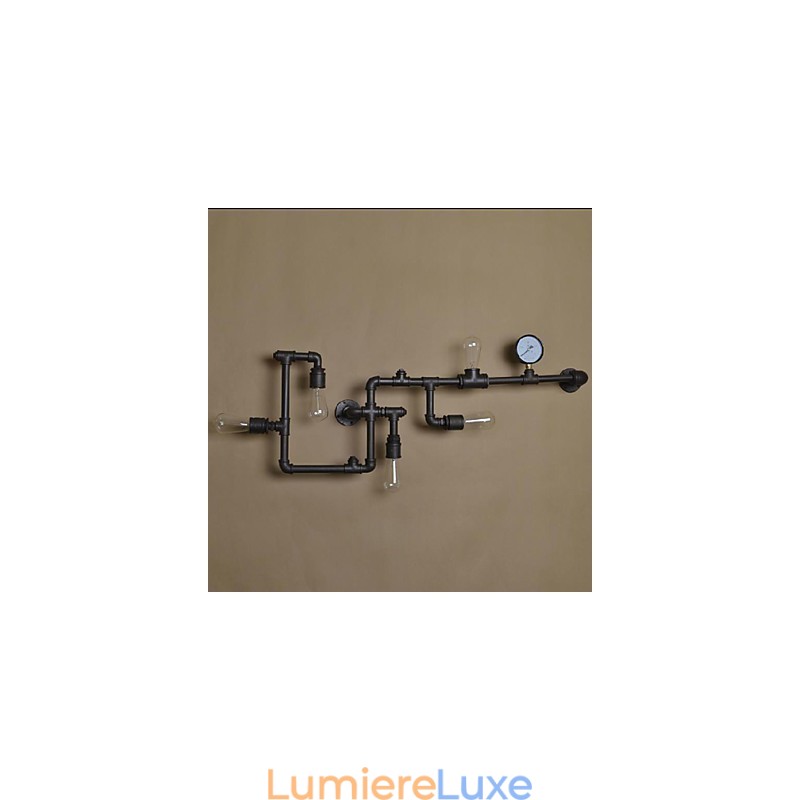 Appliques murales 5 lumières en forme de tuyau d'eau en fer style mini industriel style country métal