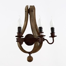 Lampe murale vintage américaine rustique en bois en forme de tonneau à vin pour salon et chambre à coucher