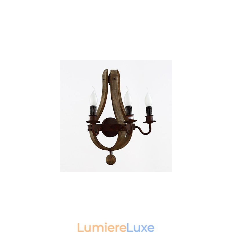 Lampe murale vintage américaine rustique en bois en forme de tonneau à vin pour salon et chambre à coucher