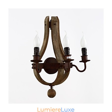 Lampe murale vintage américaine rustique en bois en forme de tonneau à vin pour salon et chambre à coucher Lampe murale vintage américaine rustique en bois en forme de tonneau à vin pour salon et chambre à coucher