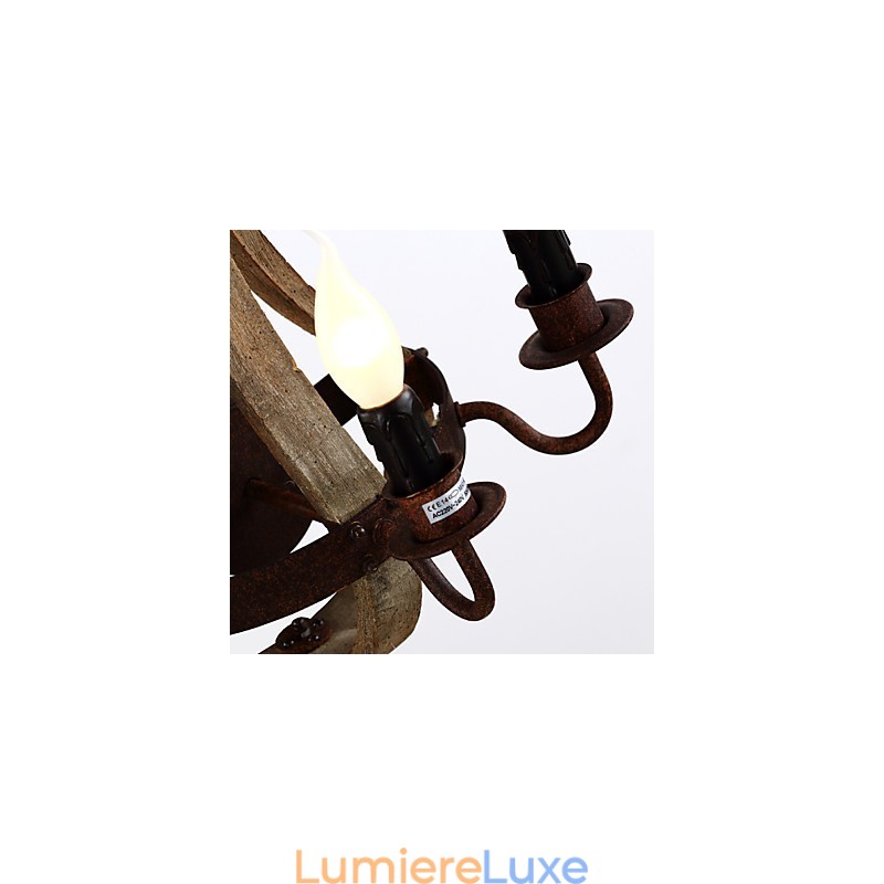 Lampe murale vintage américaine rustique en bois en forme de tonneau à vin pour salon et chambre à coucher
