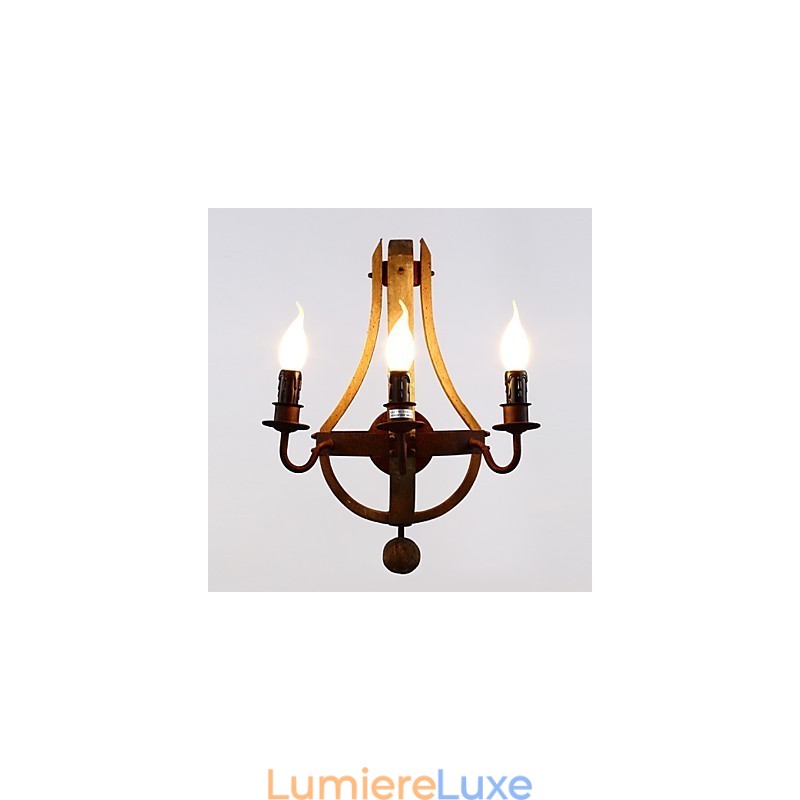 Lampe murale vintage américaine rustique en bois en forme de tonneau à vin pour salon et chambre à coucher
