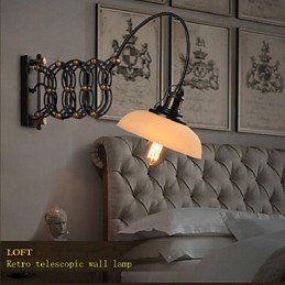 Lampe murale télescopique en fer, style vintage industriel américain, idéal pour un restaurant, une chambre à coucher, un bureau, un escalier ou un couloir