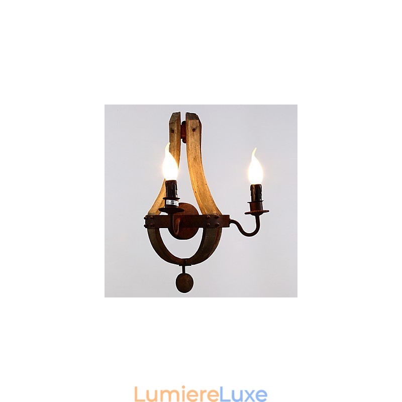 Appliques murales de style mini rustique Lodge bois bambou