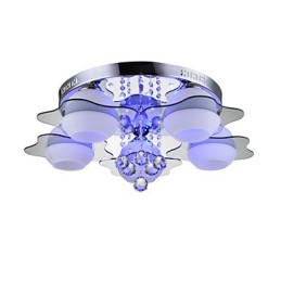 Plafonnier moderne encastré à 5 lumières avec télécommande et éclairage bleu-rouge