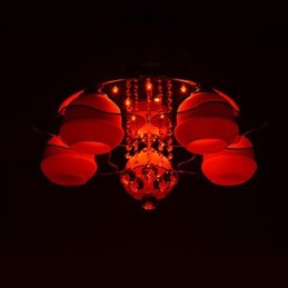 Plafonnier moderne encastré à 5 lumières avec télécommande et éclairage bleu-rouge