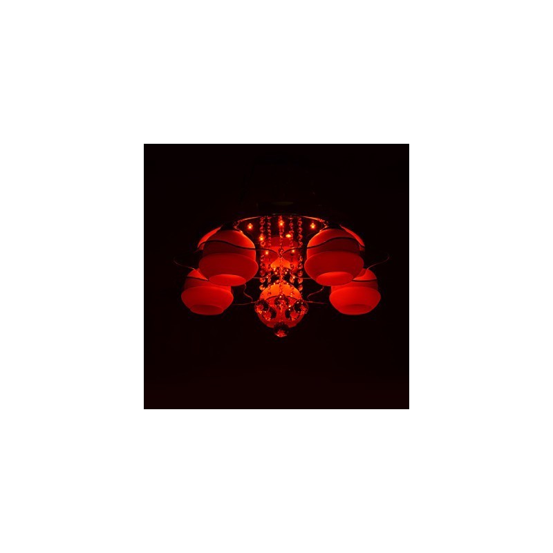 Plafonnier moderne encastré à 5 lumières avec télécommande et éclairage bleu-rouge