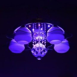 Plafonnier moderne encastré à 5 lumières avec télécommande et éclairage bleu-rouge
