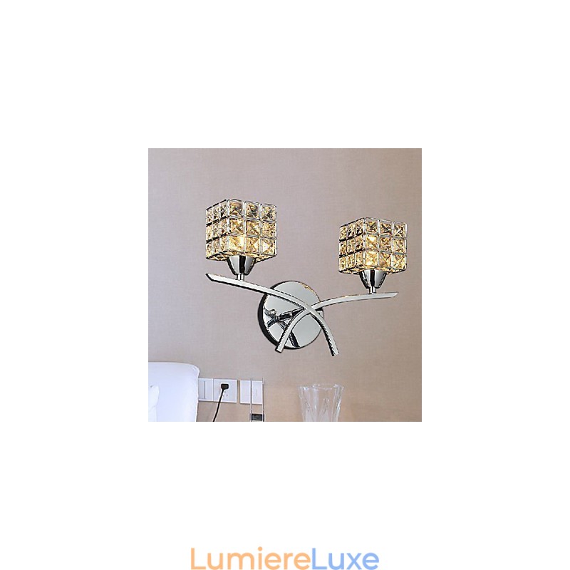 Applique murale moderne en cristal à 2 lumières