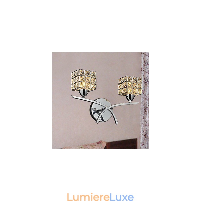 Applique murale moderne en cristal à 2 lumières