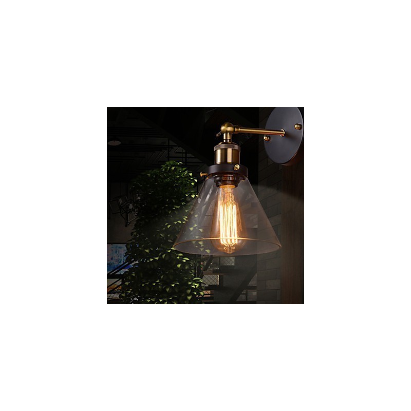 Applique murale rétro avec abat-jour en verre floral et support en métal