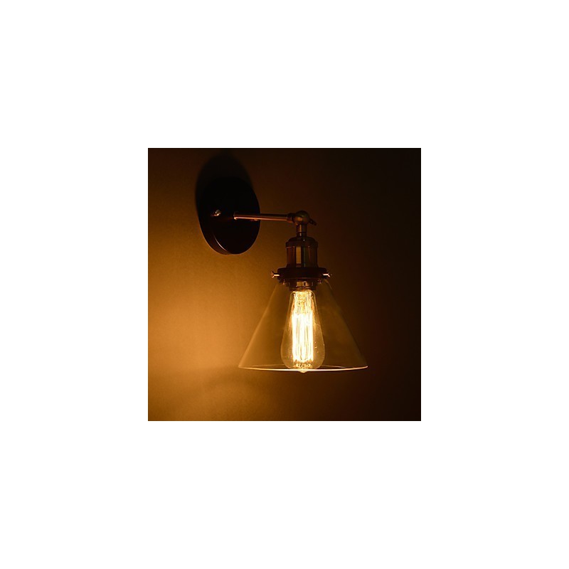 Applique murale rétro avec abat-jour en verre floral et support en métal